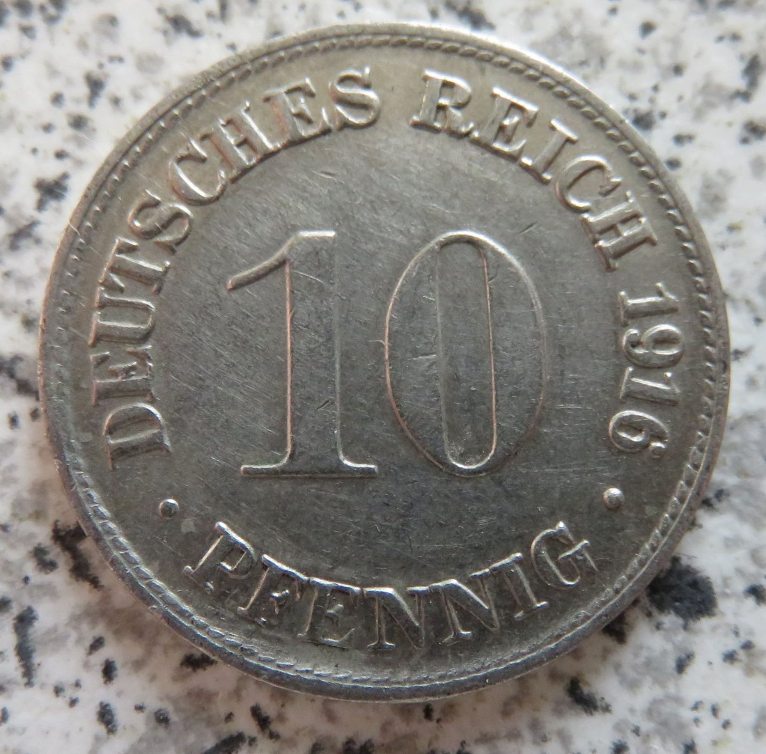  Kaiserreich 10 Pfennig 1916 D   