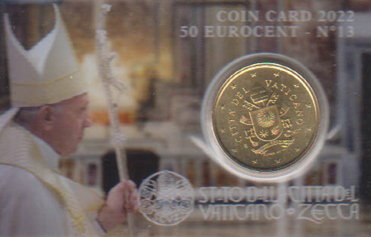  Offiz. 50 Cent Coincard *Pontifikat Papst Franziskus* Vatikan 2022 nur 25.000St.   