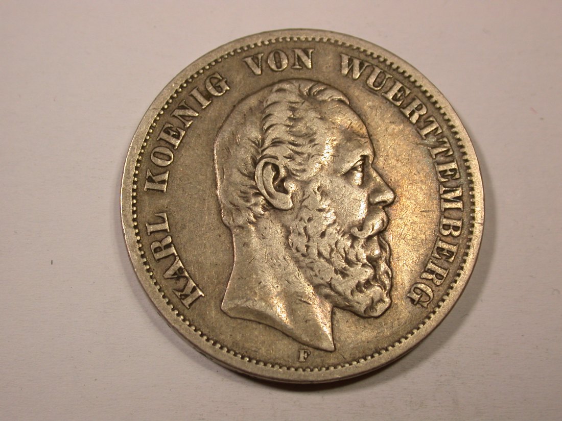  H14  KR Württemberg  5 Mark 1876 in ss, hübsche Patina   Originalbilder   