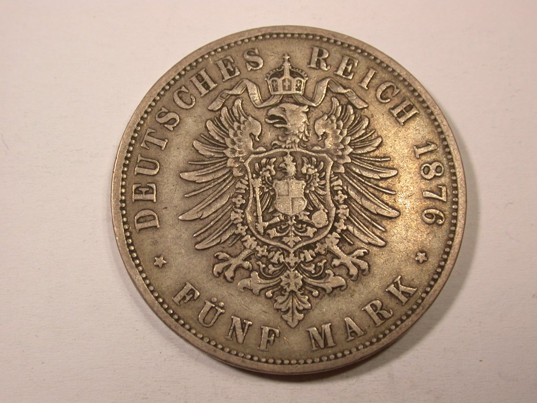  H14  KR Württemberg  5 Mark 1876 in ss, hübsche Patina   Originalbilder   