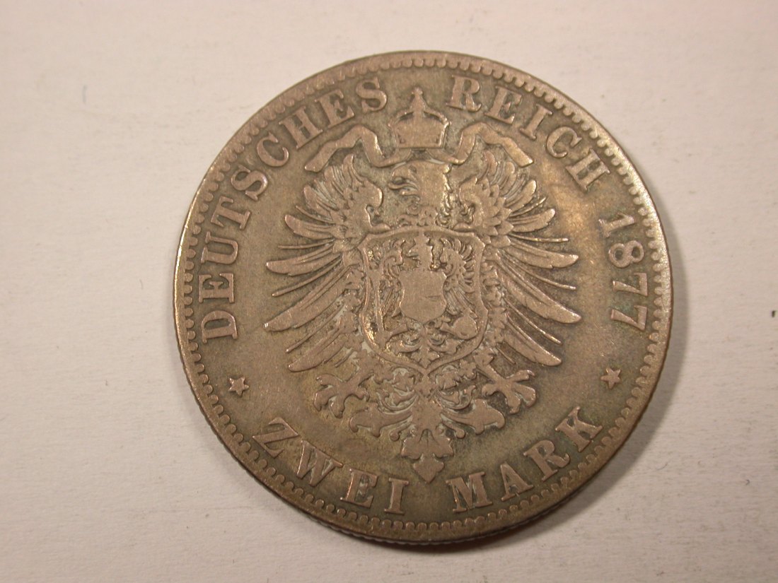  H14  KR  Mecklenburg Strelitz 2 Mark 1877 in s-ss   Originalbilder   