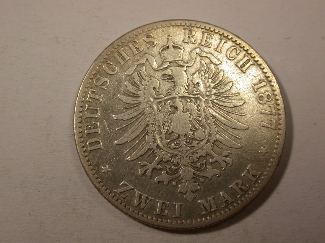  H14  KR  Preussen 2 Mark 1877 A in schön   Originalbilder   