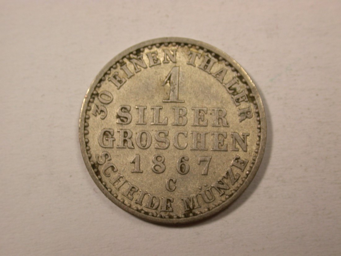 H14  Preussen  1 Silbergroschen 1867 C in f.vz  R   Originalbilder   
