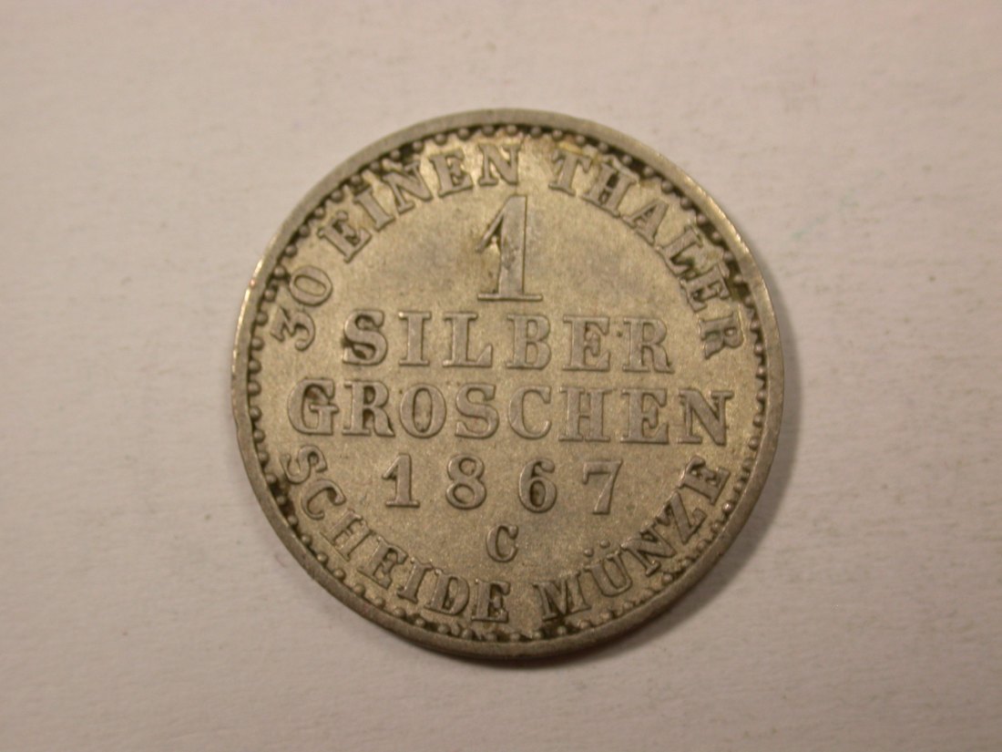 H14 Preussen 1 Silbergroschen 1867 C in f.vz R Originalbilder