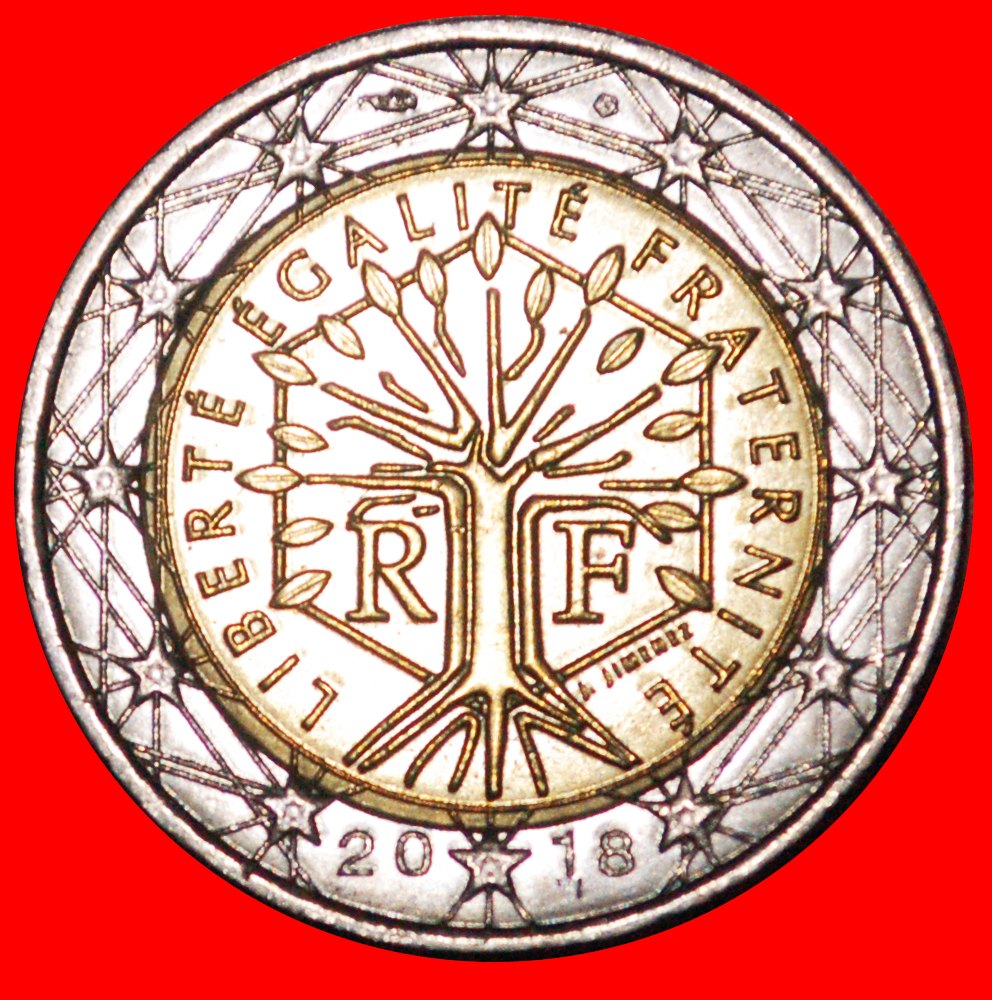  * NON-PHALLIC TYPE 2007-2021: FRANCE★ 2 EURO 2018 WORLD TREE UNC MINT LUSTRE★LOW START ★ NO RESERVE!   