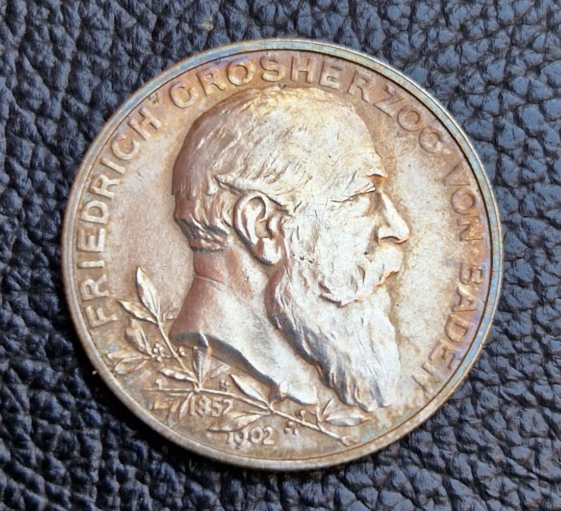  2 Mark Baden 1902 G Friedrich Zum 50jährigen Regierungsjubiläum Jaeger 30 Silber XXL Bilder   