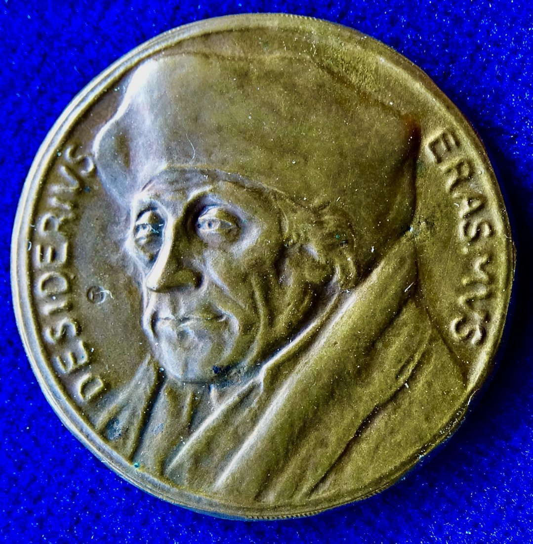  Basel, Schweiz, Jugendstil-Medaille 1907 Erasmus von Rotterdam von Hans Frei   