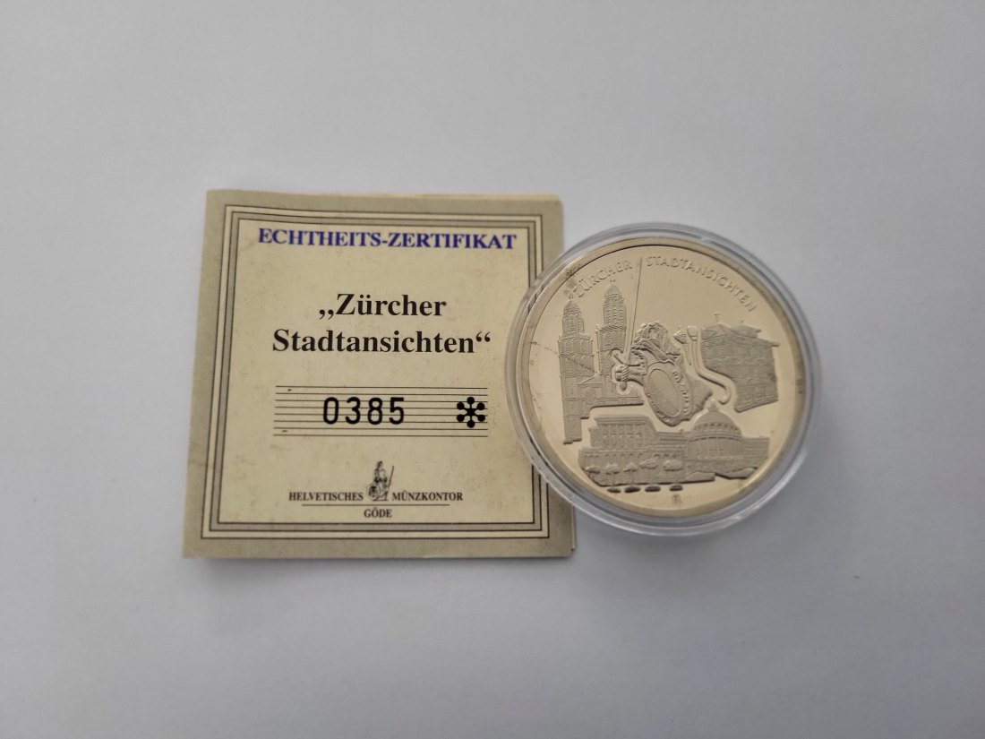  Medaille Zürcher Stadtansichten Grossmünster Neusilber Schweiz Spittalgold9800 /00   