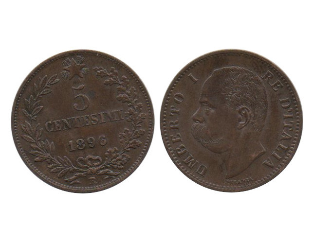  Italien Italy 5 Centesimi 1896 R Erhaltung   