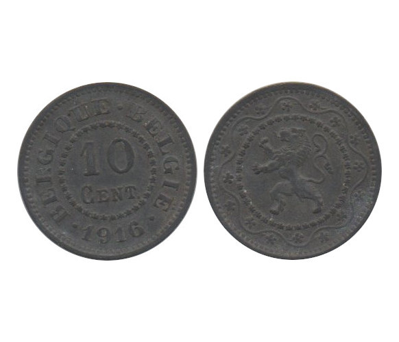  Belgien Belgium 10 Centimes 1916/15 Zn Selten   