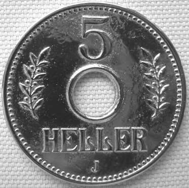  DOA 5 Heller 1913 J, Jäger N 718, nachträglich vernickelt ?, leicht magnetisch   