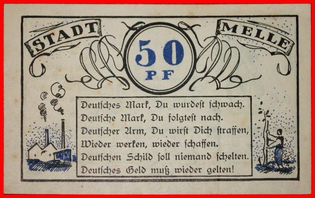  * HANOVER: DEUTSCHLAND MELLE ★ 50 PFENNIG 1921 VZGL KNACKIG! HARLEKIN ★OHNE VORBEHALT!   