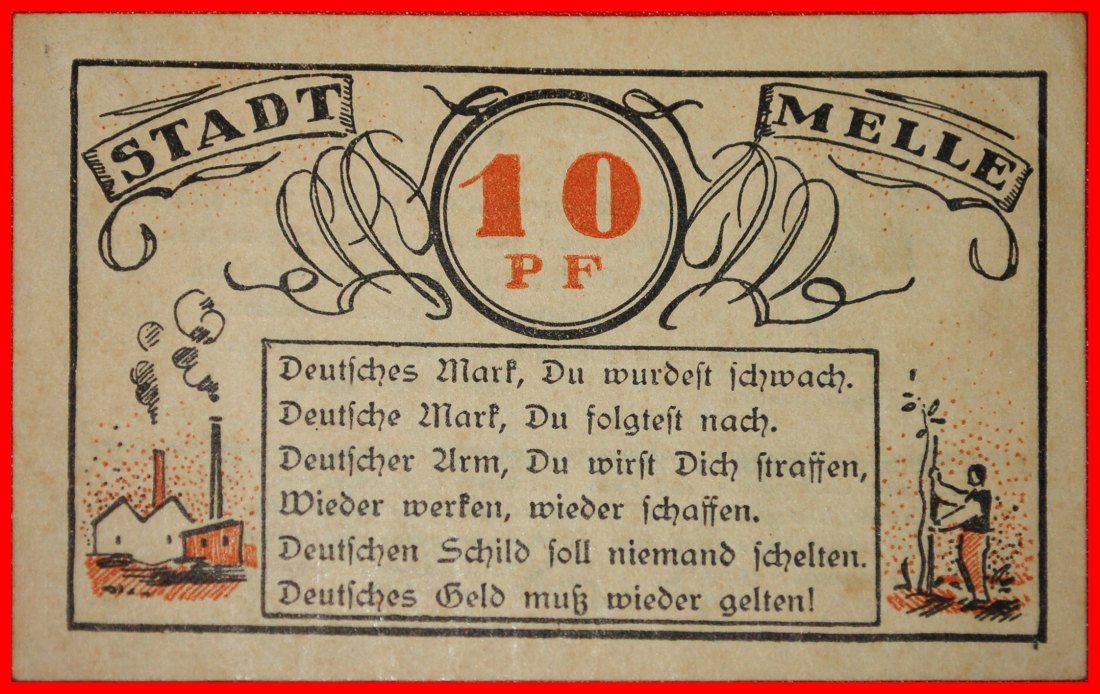 * HANOVER: GERMANY MELLE ★ 10 PFENNIGS 1921 UNC CRISP! FACTORY! ★LOW START ★ NO RESERVE!