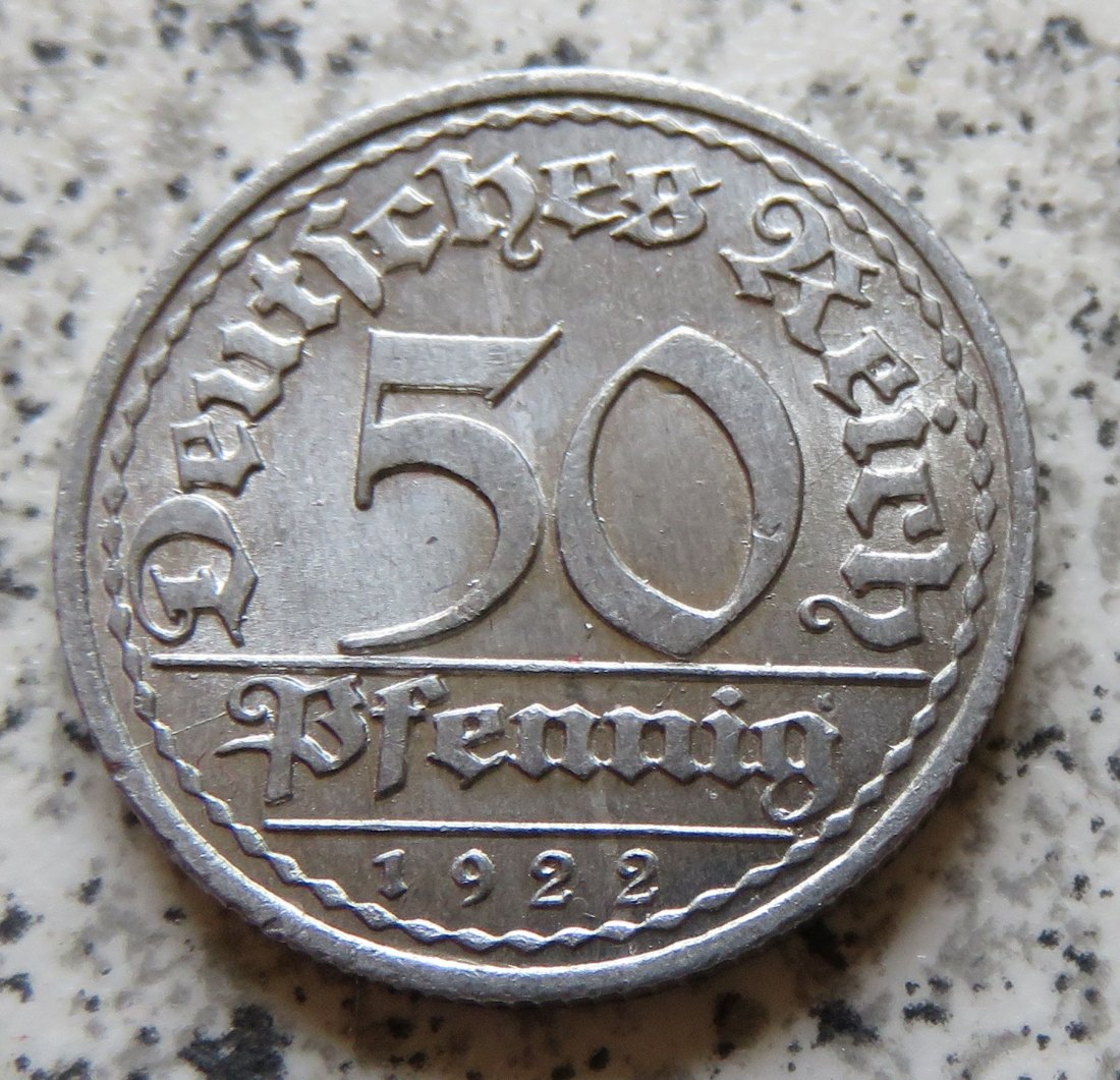  Weimarer Republik 50 Pfennig 1922 E   