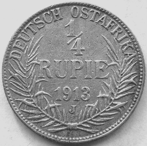  DOA 1/4 Rupie 1913 J, Jäger N 720   
