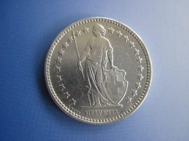  2 Franken Schweiz 1921 B, Bern, 835er Silber, Silbermünze   