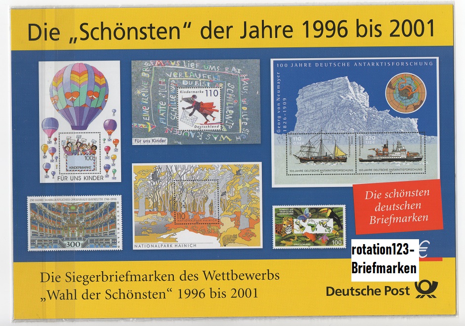  BRD Sammlung -Die Schönsten 1996-2001- **Ausgabe Dt. Post a. Steckkarte (Mi. 13,10 EUR)   