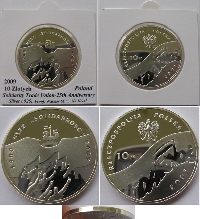  2009,Poland, 10 Zlotych-commemorative silver coin: Solidarity   