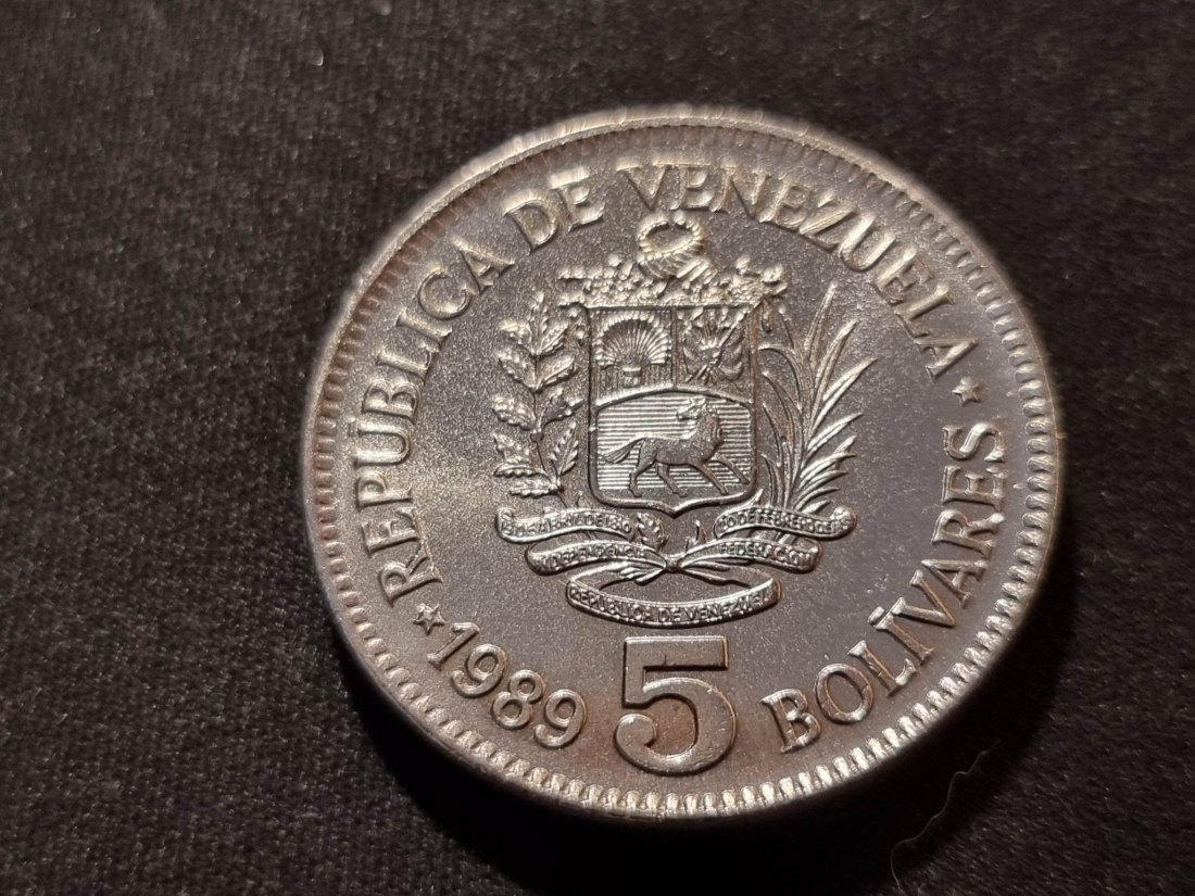  Venezuela 5 Bolivar 1989 STG   