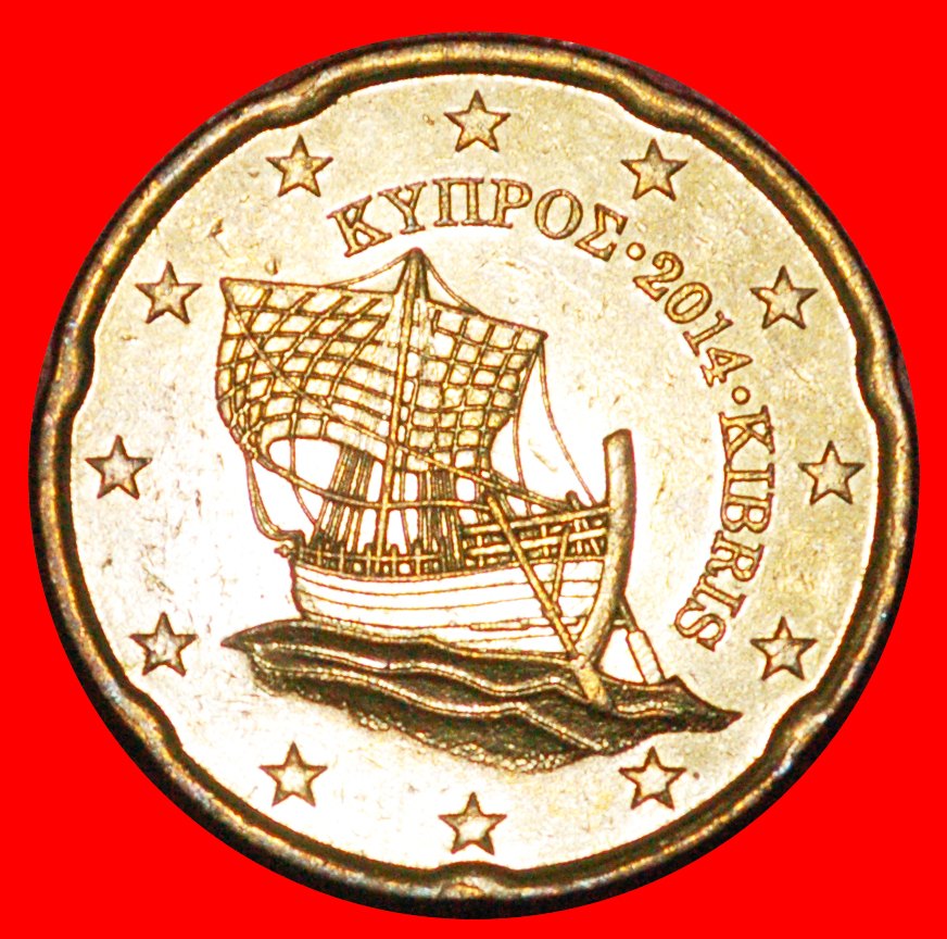  * GREECE (2008-2021): CYPRUS ★ 20 CENT 2014! SHIP NORDIC GOLD UNCOMMON YEAR★LOW START ★ NO RESERVE!   