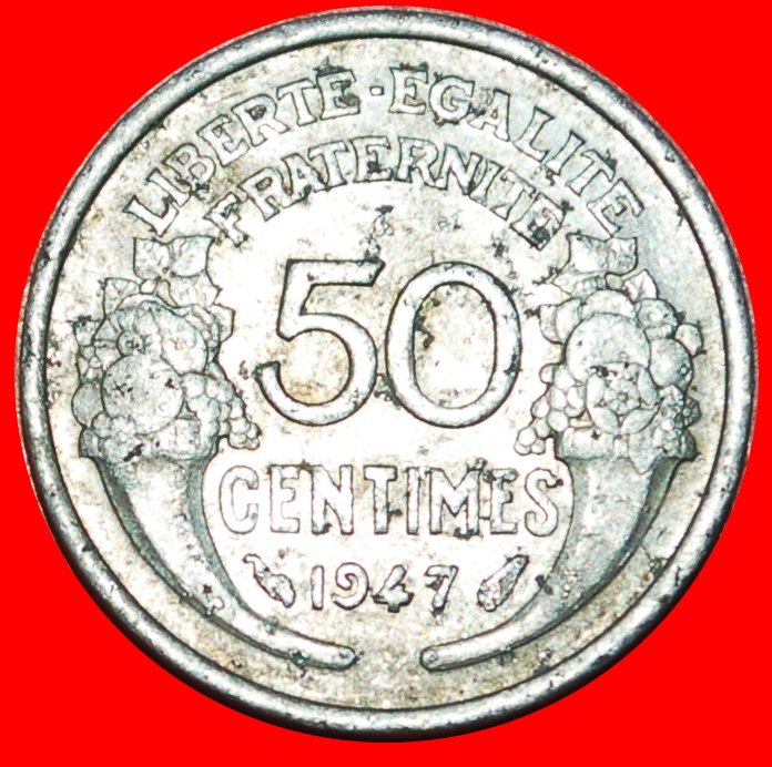  * FÜLLHORN (1941-1947): FRANKREICH ★  50 CENTIME 1947! ★OHNE VORBEHALT!   