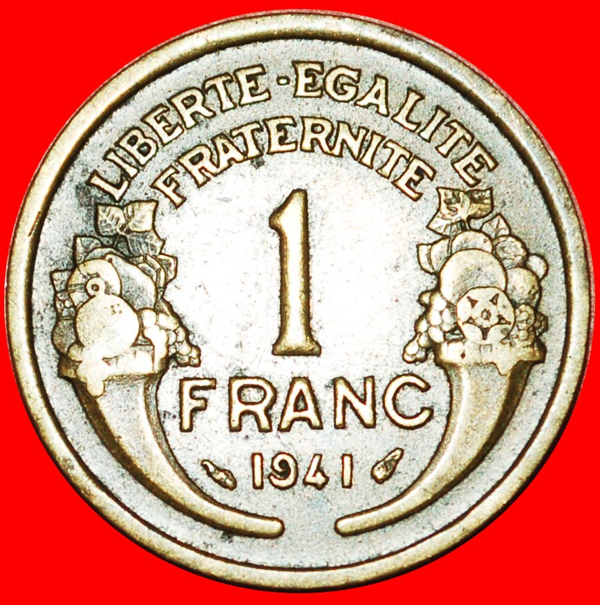  * FÜLLHORN (1931-1941): FRANKREICH ★ 1 FRANC 1941! KRIEGSZEIT (1939-1945)! ★OHNE VORBEHALT!   