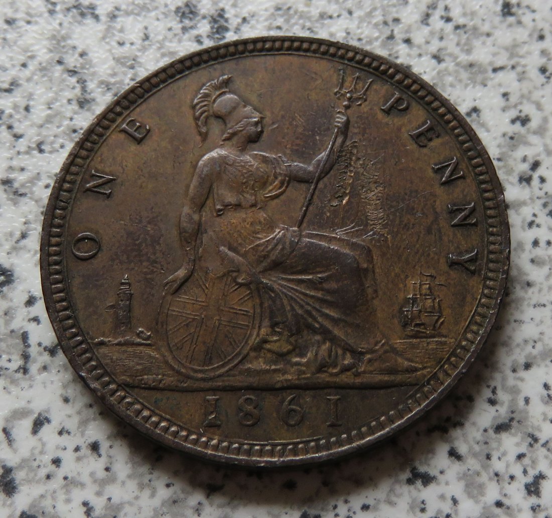  Großbritannien One Penny 1861, besser   
