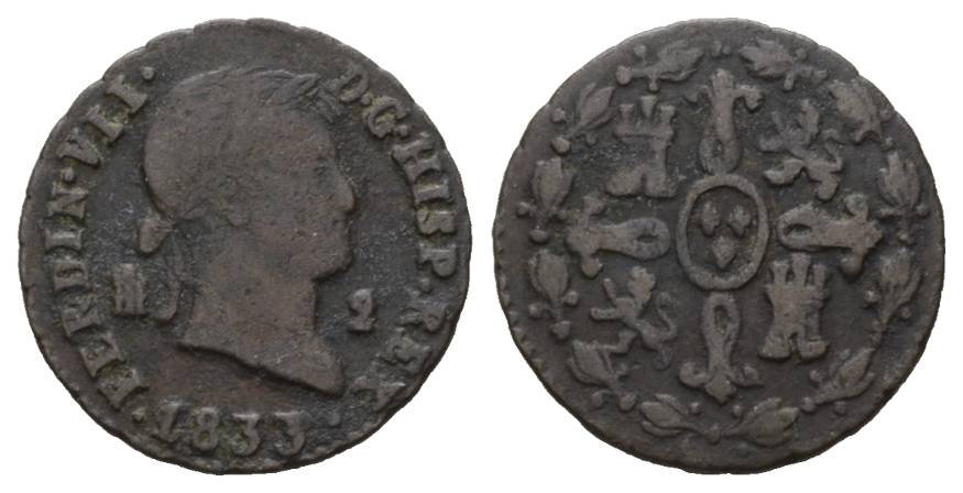  Spanien; Kleinmünze 1833   