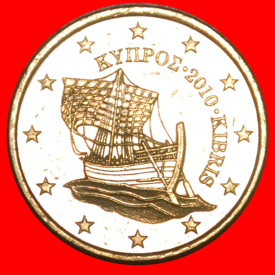  * GREECE (2008-2022): CYPRUS★50 EURO CENTS 2010 SHIP NORDIC GOLD UNCOMMON ★ LOW START ★ NO RESERVE!   