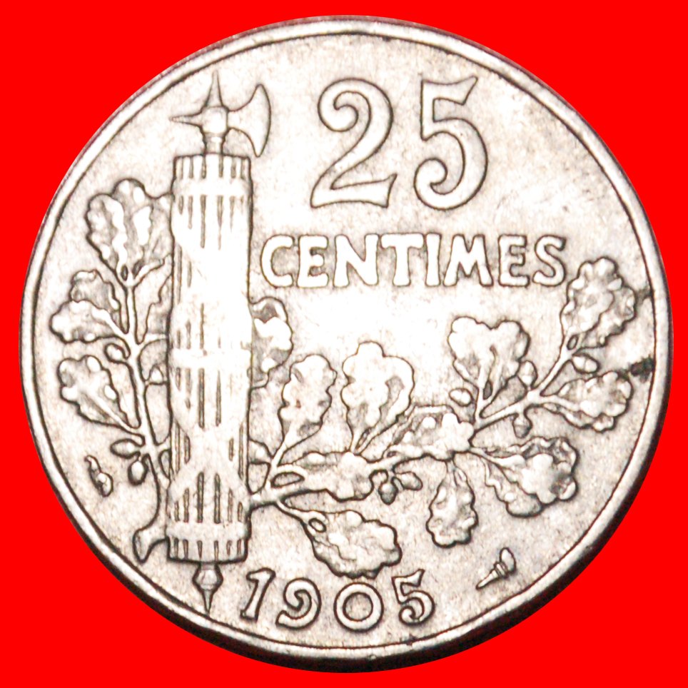 * FREIHEIT (1904-1908): FRANKREICH ★ 25 CENTIMES 1905 STEMPEL 2+B! OHNE VORBEHALT!
