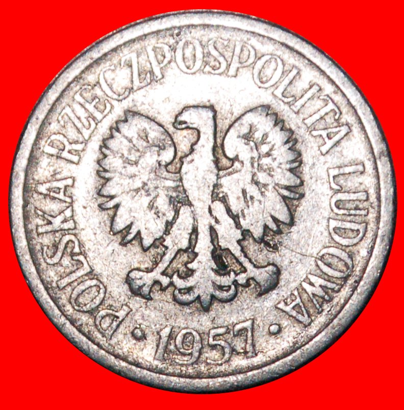  * SOZIALISTISCHE STERNE AUF ADLER (1961-1985): POLEN ★ 20 GROSHEN 1957! STEMPEL I.1! OHNE VORBEHALT!   