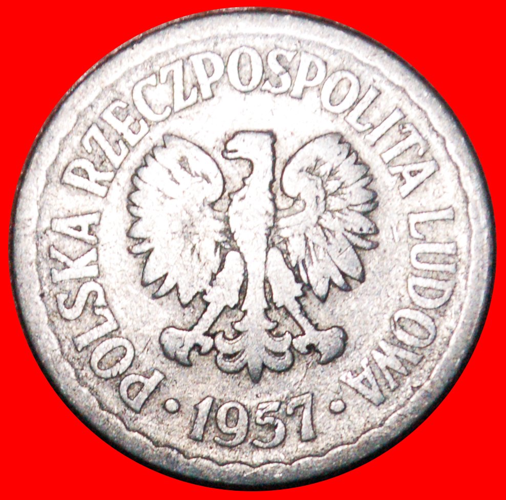  * SOCIALIST STARS ON EAGLE (1957-1985): POLAND ★ 1 ZLOTY 1957! DIES I+A!★ LOW START ★ NO RESERVE!   