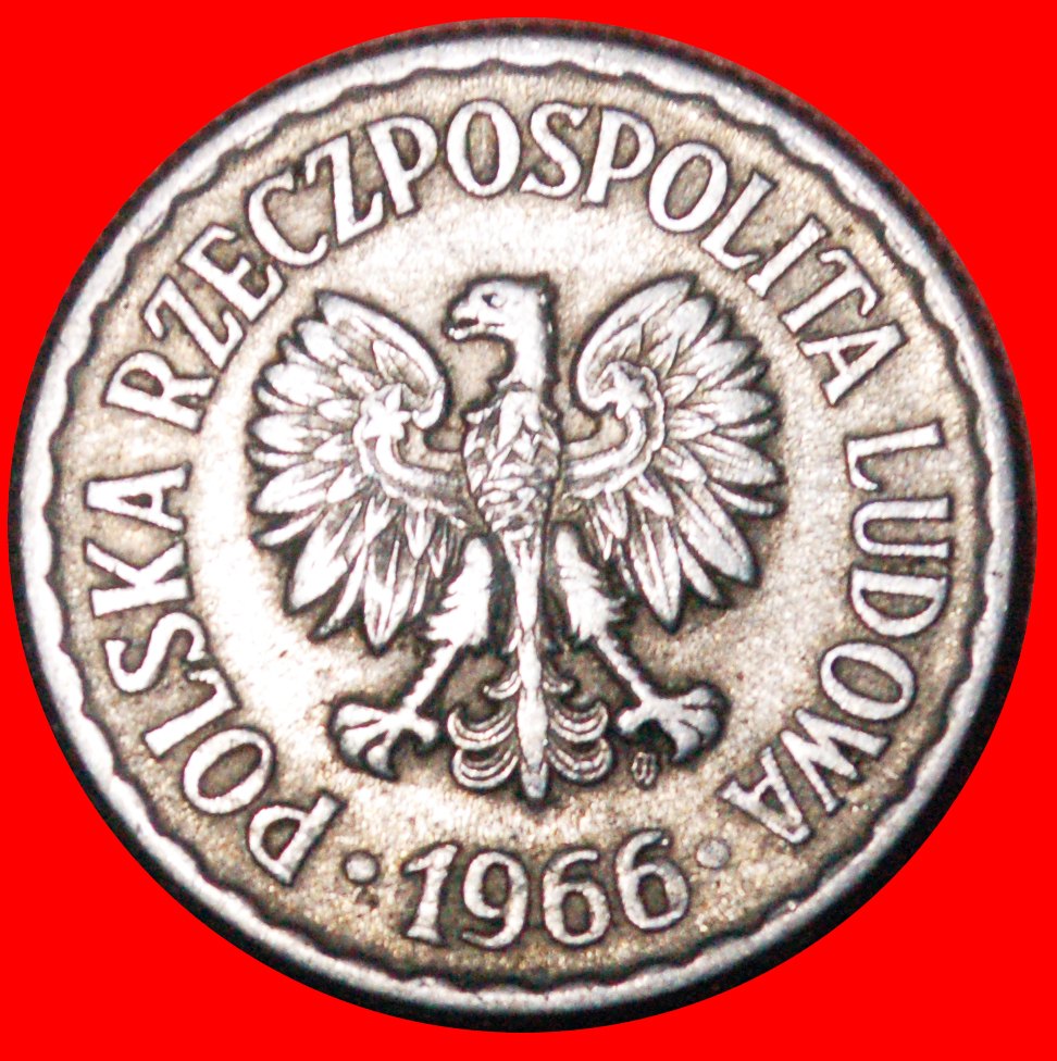  * SOCIALIST STARS ON EAGLE (1957-1985): POLAND ★ 1 ZLOTY 1966! DIES I+A!★ LOW START ★ NO RESERVE!   