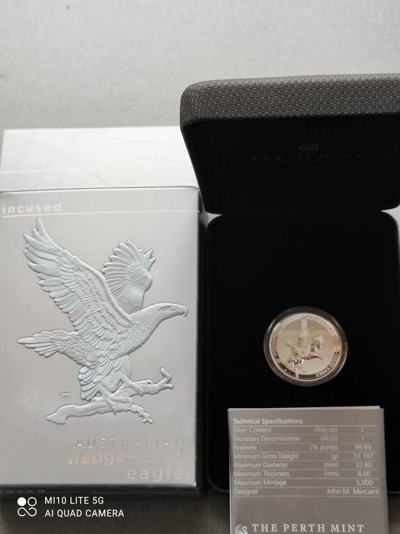  Australien 1 Oz Silber 1 Dollar Keilschwanzadler 2023 proof pp Incused Wedge tailed Eagle 5.000 Ex.   