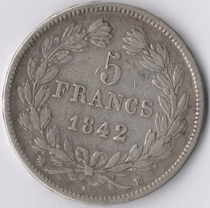  Frankreich 5 Francs 1842 BB (S) Louis Philippe I. (1830-1848) ROI DES Francais)   