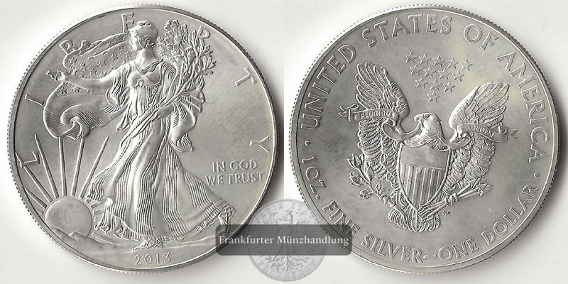  USA  1 Dollar  2013  American Silver Eagle   FM-Frankfurt     Feinsilber: 31,11g   