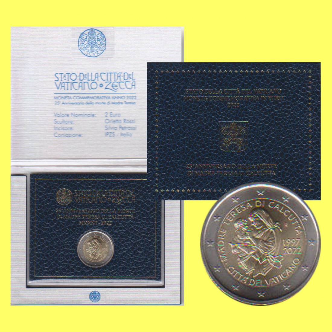  Offiz. 2 Euro-Sondermünze Vatikan *25. Todesjahr von Mutter Teresa* 2022   