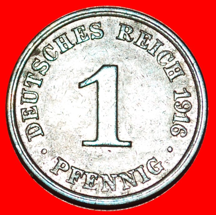 * EAGLE (1890-1916): GERMANY★ 1 PFENNIG 1916J UNCOMMON! WILLIAM II 1888-1918★LOW START ★ NO RESERVE!