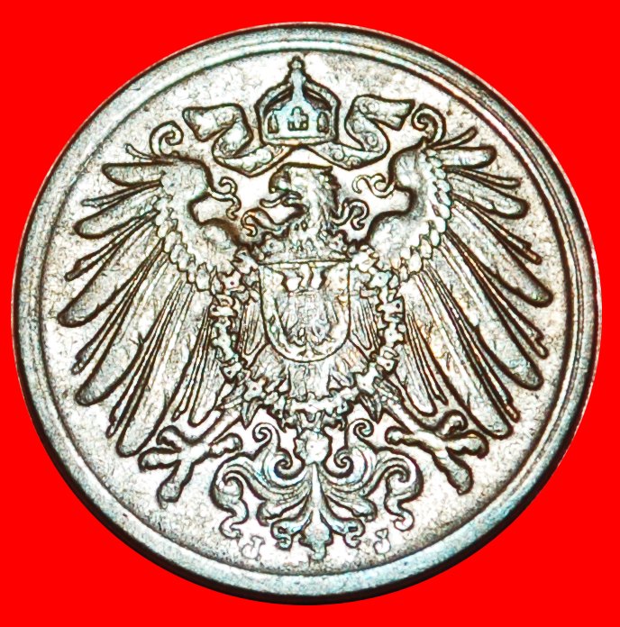  * EAGLE (1890-1916): GERMANY★ 1 PFENNIG 1916J UNCOMMON! WILLIAM II 1888-1918★LOW START ★ NO RESERVE!   