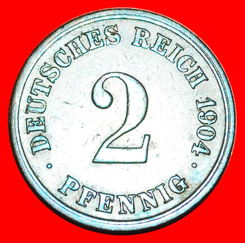 * ADLER (1904-1916): DEUTSCHLAND ★2 PFENNIG 1904E UNGEWÖHNLICH★WILHELM II. 1888-1918★OHNE VORBEHALT!