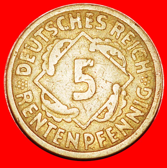  * PYRAMIDE von WEIZEN: DEUTSCHLAND ★ 5 RENTENPFENNIG 1924G!★OHNE VORBEHALT!   