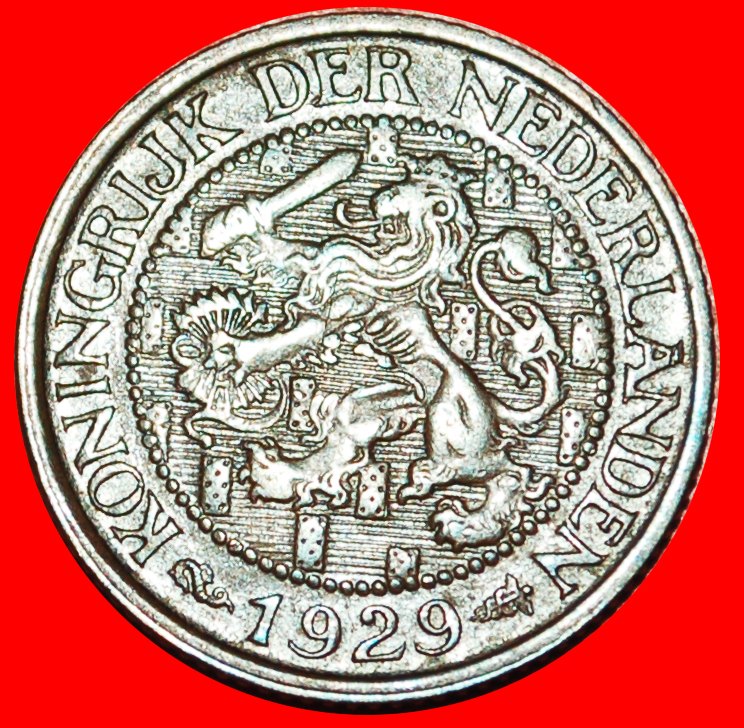  * WUCHERND LÖWE (1913-1941): NIEDERLANDE ★ 1 CENT 1929! WILHELMINA (1890-1948)★OHNE VORBEHALT!   