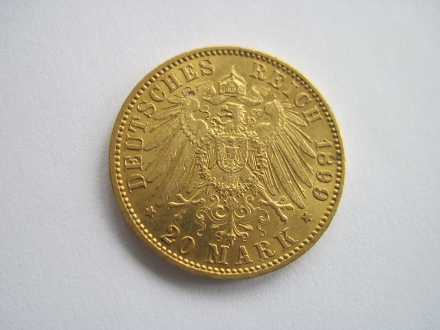  Preussen 20 Mark Kaiserreich 1899 A Wilhelm II. Goldmünze 900er Gold   