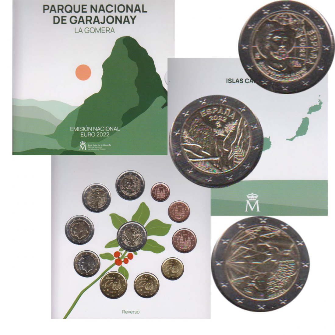  Offiz KMS Spanien *Nationalpark Garajonay* 2022 mit 3x 2€-Sondermünzen 11M max 12.000St!   