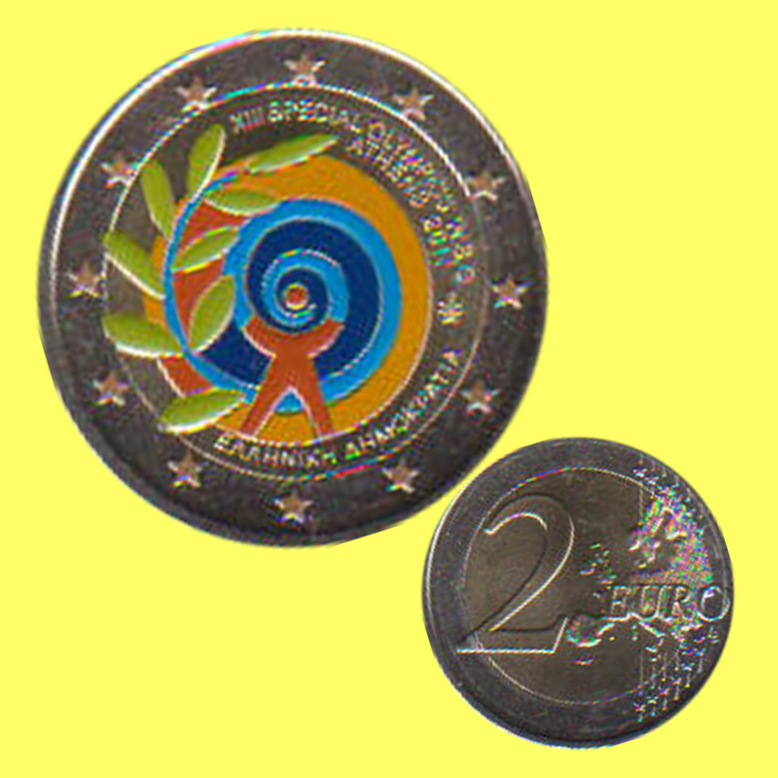  Griechenland 2-Euro-Sondermünze mit Farb-Disign *Paralympics* 2011   