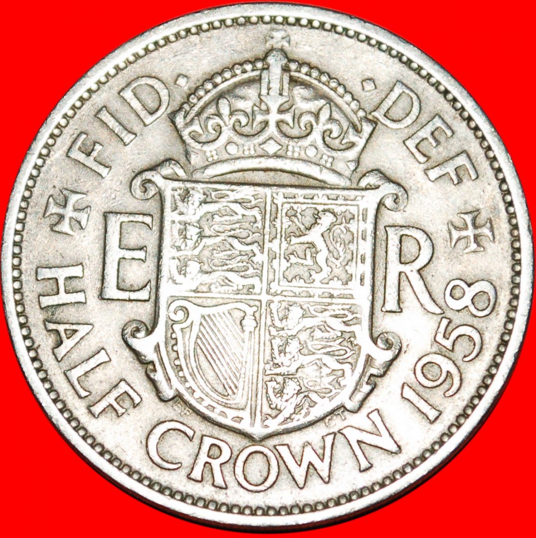 * SHIELD (1954-1970): GREAT BRITAIN★HALFCROWN 1958! ELIZABETH II (1953-2022)★LOW START ★ NO RESERVE!