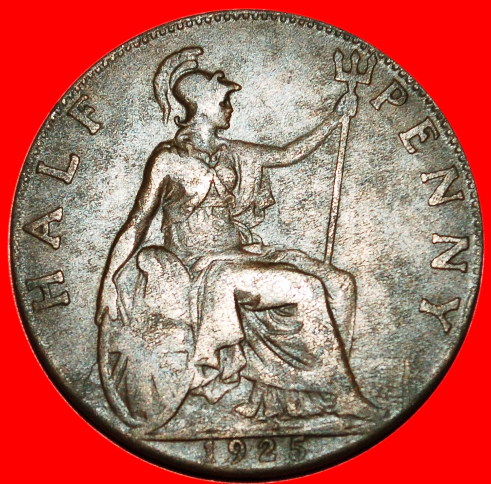  * HERRIN DER SEEN: GROSSBRITANNIEN ★ HALB PENNY 1925! GEORG V. (1911-1936) ★OHNE VORBEHALT!   