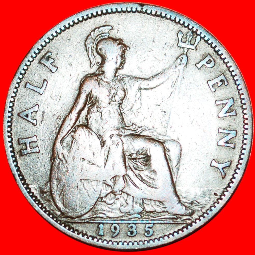  * HERRIN DER SEEN: GROSSBRITANNIEN ★ HALB PENNY 1935! GEORG V. (1911-1936) ★OHNE VORBEHALT!   