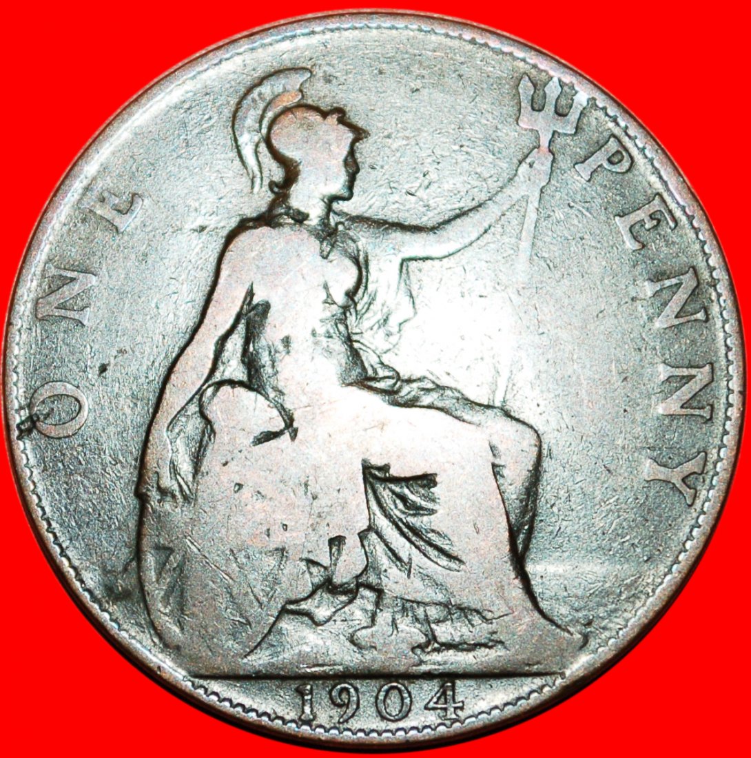  * HERRIN DER SEEN: GROSSBRITANNIEN ★ PENNY 1904! EDUARD VII. (1902-1910) ★OHNE VORBEHALT!   