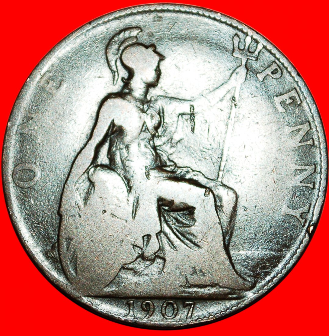  * HERRIN DER SEEN: GROSSBRITANNIEN ★ PENNY 1907! EDUARD VII. (1902-1910) ★OHNE VORBEHALT!   